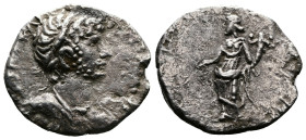 Hadrian (117-138 AD.) Barbarization of AR Denarius (17,5mm, 1,77 g.) Uncertain Mint. Laureate, draped and cuirassed bust of Hadrian right. Rev. Pax st...