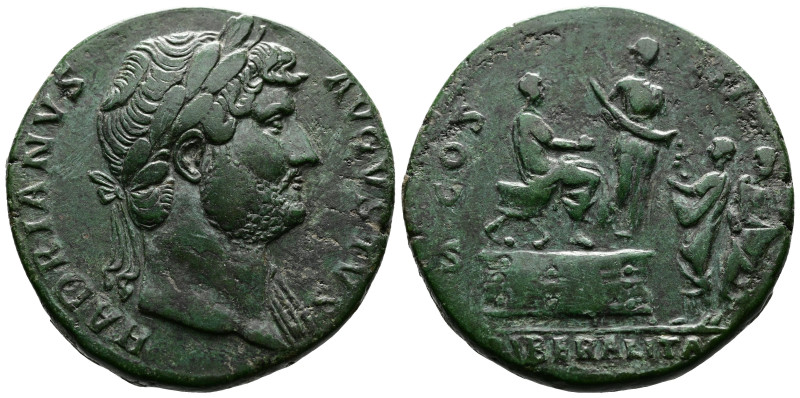 Hadrian (117-138 AD.) Æ Sestertius (32mm, 22,24 g.). Struck 125 AD. HADRIANVS AV...