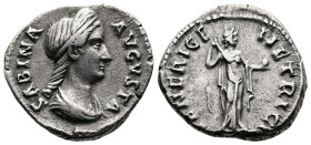 Hadrian (117-138 AD.) for Sabina (Died 136-137 AD.) AR Denarius (18 mm, 3.38 g.) Rome. SABINA AVGVSTA, Draped bust to right. Rev. VENERI GENETRICI, Ve...