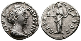 Antoninus Pius (138-161 AD) for Diva Faustina I (died 141 AD.) AR Denarius (18 mm, 3.20 g.) Rome, after 141. DIVA FAVSTINA, Draped bust to right. Rev....