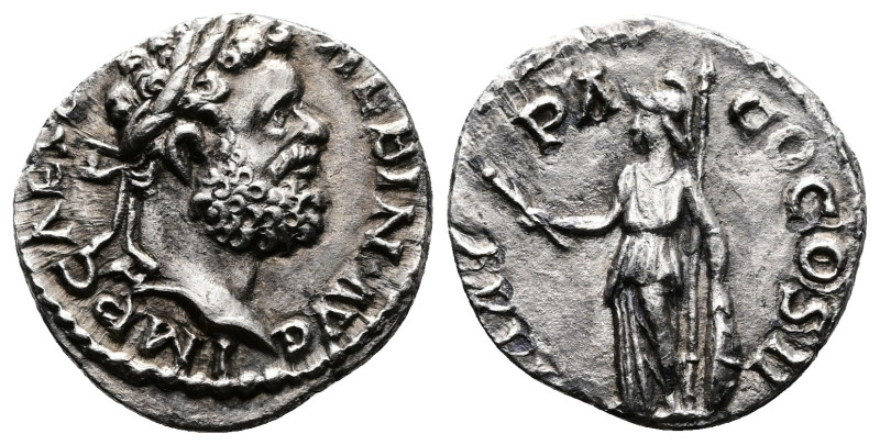 Clodius Albinus as Augustus (195-197 AD.) AR Denarius (17 mm, 2.32 g.) Lugdunum....