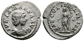 Julia Maesa (218-224/5AD.) AR Denarius (21 mm, 2,84g.) Rome, 220-222 AD. IVLIA MAESA AVG Draped bust of Julia Maesa to right. Rev. SAECVLI FELICITAS F...