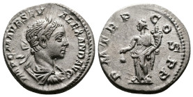 Severus Alexander (222-235 AD.) AR Denarius (18,5mm, 3.08 g.), Rome, 222 AD. IMP C M AVR SEV ALEXAND AVG Laureate, draped and cuirassed bust of Severu...
