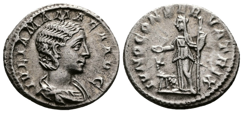 Julia Mamaea (222-235 AD.) AR Denarius (19,5mm, 3,73 g.) IVLIA MAMAEA AVG, drape...