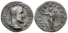 Maximinus I. (235-238 AD.) AR Denarius (19 mm, 1,79 g.) Rome 236-238AD. IMP MAXIMINVS PIVS AVG GERM, laureate, draped and cuirassed bust right, seen f...
