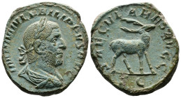 Philip I (244-249 AD.) AE Sestertius (29mm, 18,36g.) Rome 248 AD. IMP M IVL PHILIPPVS AVG, laureate, draped and cuirassed bust of Philip I right. Rev....