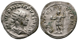 Philip II, as Caesar (244-247 AD.) AR Antoninianus (22mm, 3,74g.) Rome, 244-246 AD. M IVL PHILIPPVS CAES Radiate, draped and cuirassed bust of Philip ...