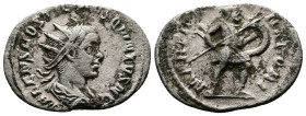 Hostilianus as Caesar (250-251 AD). AR Antoninianus (23 mm, 2,79 g), Rome. C VALENS HOSTIL MES QVINTVS N C, Radiate and draped bust right. Rev. MARTI ...