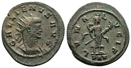 Gallienus (253-268 AD.) AE (silvered) Antoninianus (22mm, 3,00 g.) Antioch mint, struck 267 AD. GALLIENVS AVG Radiate and cuirassed bust of Gallienus ...