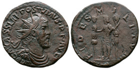 Postumus (260-269 AD.) Ӕ Double Sestertius (31,5mm, 13,54g.) Colonia Agrippinensium (Köln), 261 AD. IMP C M CASS LAT POSTVMVS P F AVG, radiate, draped...