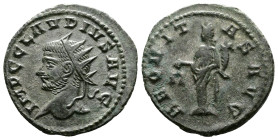 Claudius II Gothicus (268-270 AD). AE Antoninianus (20,5mm, 3,44g.) Antioch. IMP C CLAVDIVS AVG. Radiate head left. Rev: AEQVITAS AVG. Aequitas standi...
