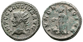 Claudius II Gothicus (268-270 AD). AE (silvered) Antoninianus (20mm, 3,48g.) Antioch. IMP C CLAVDIVS AVG. Radiate head left. Rev. IVNO REGINA. Juno st...