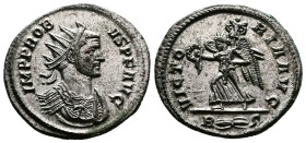 Probus (276-282 AD.) AE (silvered) Antoninianus (22mm, 4,17g.) Rome. PROBVS P F AVG. Radiate and cuirassed bust right. Rev. VICTORIA AVG / R (thunderb...