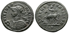 Probus (276-282 AD.) AE Antoninianus (22,5mm, 3,51 g.) Rome. VIRTVS PROBI AVG Radiate, helmeted and cuirassed bust of Probus to left, holding spear wi...