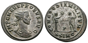 Probus (276-282 AD.) AE (silvered) Antoninianus (23,5mm, 3,86g.) Cyzicus. IMP C M AVR PROBVS AVG. Radiate, draped and cuirassed bust right. Rev. CONCO...