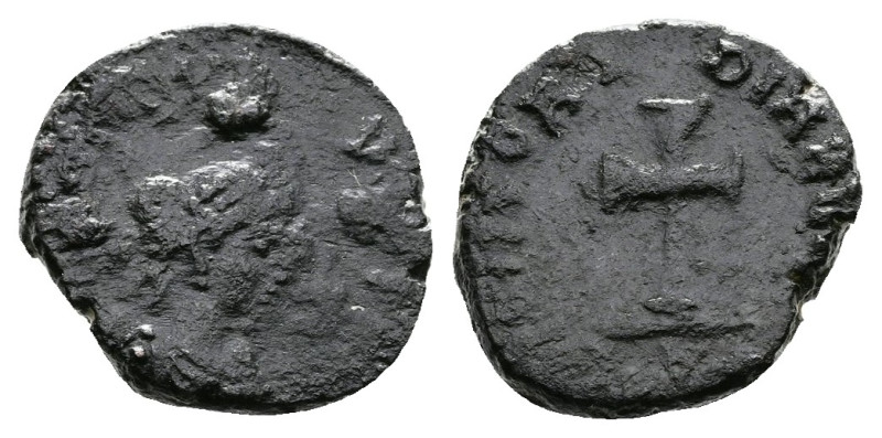 Arcadius (383-408 AD.) Æ4 (11,5, 1,06g.) uncertain mint, 404-406 AD. [D N ARCADI...