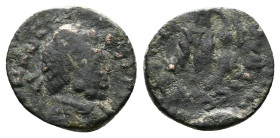 Johannes (423-425 AD.) Æ 4 (11.5 mm, 1,07 g.). Rome mint. [DN IOHANNES PF AVG], pearl-diademed, draped, and cuirassed bust right. Rev. [SALVS REIPVBLI...