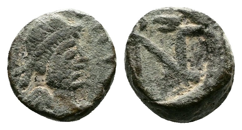 Julius Nepos (474-480 AD Æ4 (8mm, 0,94g.) [D N IVL NEPOS AVG], pearl-diademed, d...