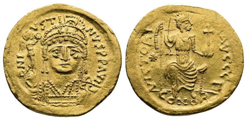 Justin II (565-578 AD). AV Solidus (20mm, 4,36g. Gold.) Constantinople. D N IVST...