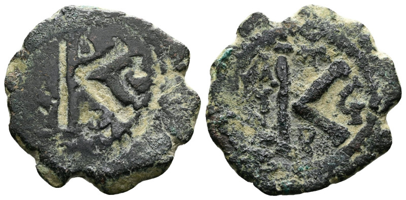 AE Half Follis (23,5mm, 4,49g.) Highly Interesting brockage of the Reverse, K in...