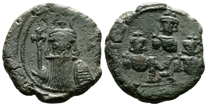 Constans II, with Constantine IV, Heraclius, and Tiberius, (641-668 AD.) Struck ...