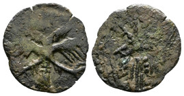 Second Empire. Ivan Sracimir. (1356–1397.) Æ Trachy (17,5mm, 0,68 g.) Vidin mint. Imperial double-headed eagle facing, with wings displayed; trace of ...