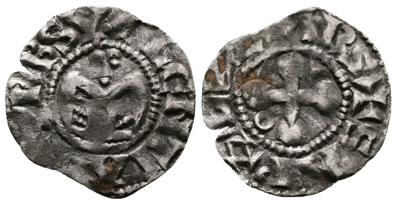 Bishops of Valence. AR Denier (17 mm, 0,63 g.), 12th century. Obv. +S APOLLINARS...