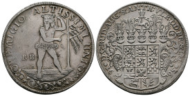 Braunschweig-Wolfenbüttel (Principality). Rudolf August & Anton Ulrich. 1666-1704 & 1685-1714. AR Taler (45,5mm, 28,99g.). Dated 1695 RB. Coat-of-arms...