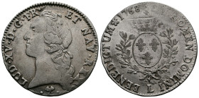 Louis XV (1715-1774) Ecu au bandeau (42mm, 28,99g.)- 1768 L (Bayonne) LUD. XV. D. G. FR. ET NAV. REX. Bust to left. Rev. BENEDICTUM SIT NOMEN DOMINI R...