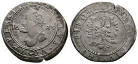 Besancon- coinage struck at the name of Charles V AR 1/4 Testone (27,5mm. 2,78g.) + CAROLVS. V - (2) - IMPERATOR 1623 across. Laureate, draped and cui...