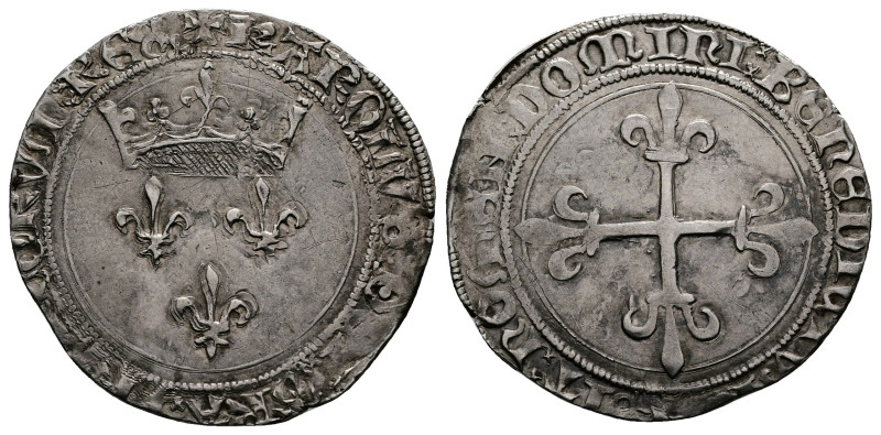 Charles VI, 1380-1422. Gros dit Florette (29,5mm, 3,56g.) Very Fine.