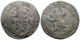 Leeuwendaalder (Lion Dollar) AR (40mm, 26,53g.) 1576. Dordrecht. MO × NO × ARG ORDIN × HOL ×, knight standing, facing left, before him is a shield emb...