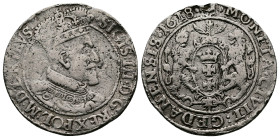 Sigismund III Vasa AR Ort (18 Grosze- 28mm, 6,10g.). Danzig (Gdańsk) mint, 1618. • SIGIS : III • D : G : REX • POL • M •D • L • R • PRVS : ★, crowned ...