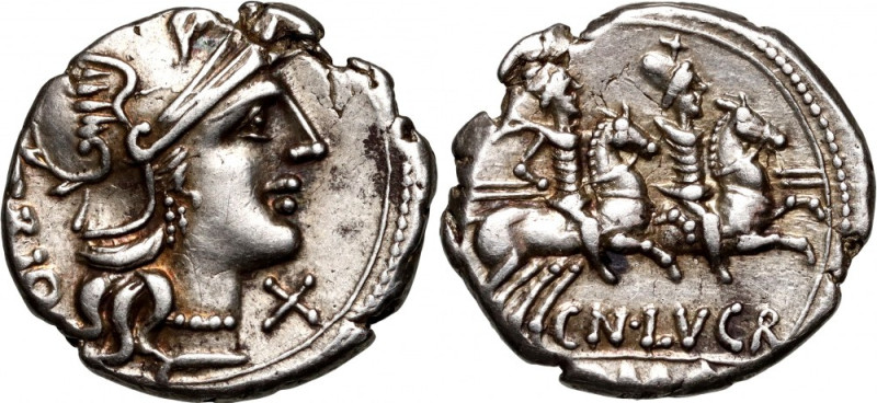 Roman Republic, Cn. Lucretius Trio 136 BC, Denar, Rome Weight 3,84 g, 19 mm. Bea...