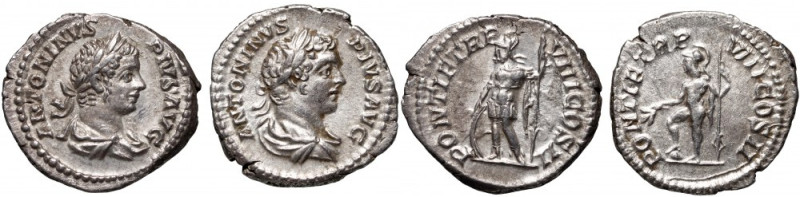 Roman Empire, Lot of 2 Denar, Caracalla 198-217, Rome Weight (from left)&nbsp;2,...