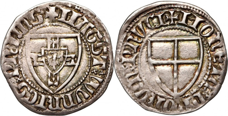 Zakon Krzyżacki, Winrych von Kniprode 1351-1382, szeląg Waga 1,63 g. Głęboko i b...