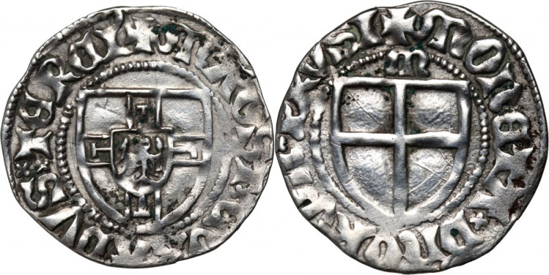 Zakon Krzyżacki, Konrad III von Jungingen 1393-1407, szeląg, Malbork Waga 1,68 g...