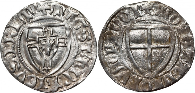 Zakon Krzyżacki, Henryk I von Plauen 1410-1414, szeląg Waga 1,04 g. Ładnie zacho...