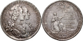 XVII wiek, medal z 1747 roku, ślub Marii Anny Saskiej (córki Augusta III) z Maksymilianem III