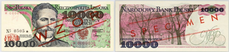 PRL, 10000 złotych 1.12.1988, WZÓR, No. 0505, seria W Numer 0000000. Pięknie zac...