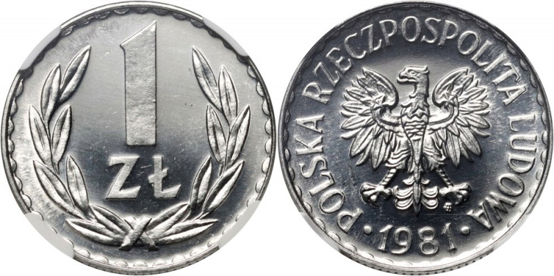 PRL, 1 złoty 1981, Warszawa, Prooflike Rzadko spotykane w tak pięknym stanie zac...