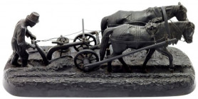 Russia, sculpture of a farmer plowing a field, architectural and artistic casting factory in Kasli, Urals, 1912