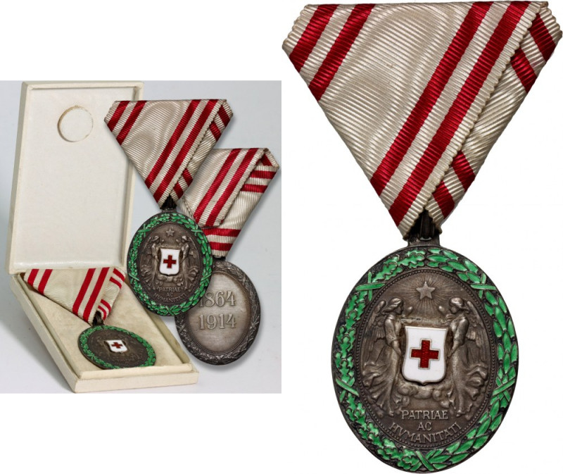 Austria, Medal of Merit for the Red Cross 1864-1914 Silver, enamel, weight (with...