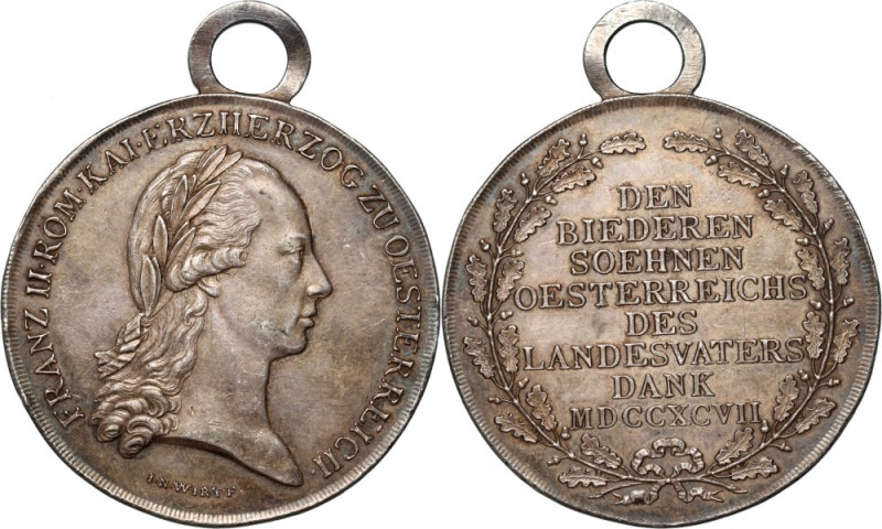 Austria, Franz II, silver medal from 1797 Signed I.N. Wirt. Silver, weight 17,61...