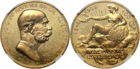 Austria, Franz Joseph I, 100 Corona 1908, Vienna, 60th Anniversary of Reign, Proof