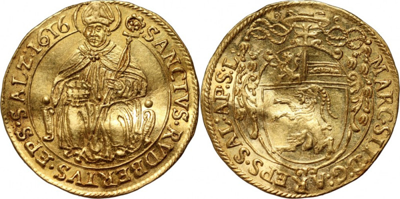 Austria, Salzburg, Markus Sittikus von Hohenems, Ducat 1616 Gold 3,49 g. Slightl...
