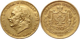 Montenegro, Nicholas I, 20 Perpera 1910, Vienna, 50th Anniversary of Reign