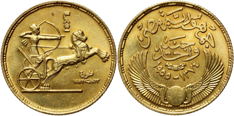 Egypt, Pound AH1374 (1955), Ramses II in chariot Gold 8,52 g.
Złoto 8,52 g.

...