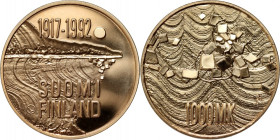 Finland, 1000 Markkaa 1992 SM, Vantaa, 75th Anniversary of Independence