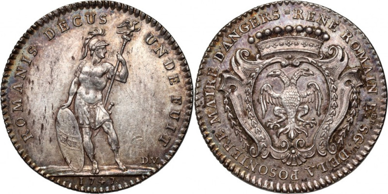 France, Anjou, jeton 1747 Engraved 'DV' (Duvivier); silver, weight 7,34 g, diame...